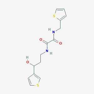 molecular formula C14H16N2O3S2 B2483046 N1-(3-hydroxy-3-(thiophen-3-yl)propyl)-N2-(thiophen-2-ylmethyl)oxalamide CAS No. 2034549-20-5