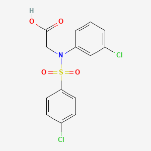 molecular formula C14H11Cl2NO4S B2483049 N-(3-氯苯基)-N-[(4-氯苯基)磺酰]甘氨酸 CAS No. 532430-58-3