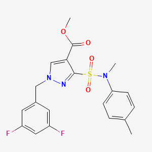 molecular formula C20H19F2N3O4S B2483058 甲基 1-(3,5-二氟苄基)-3-(N-甲基-N-(对甲苯基)磺酰基)-1H-吡唑-4-甲酸酯 CAS No. 1251602-38-6