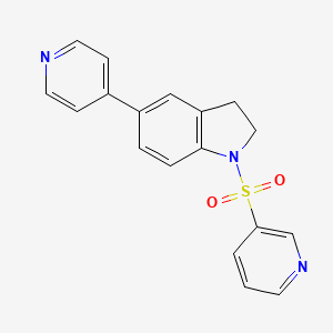 molecular formula C18H15N3O2S B2483064 1-(Pyridin-3-ylsulfonyl)-5-(pyridin-4-yl)indoline CAS No. 2034523-66-3