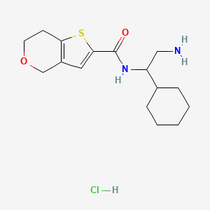 molecular formula C16H25ClN2O2S B2483067 N-(2-Amino-1-cyclohexylethyl)-6,7-dihydro-4H-thieno[3,2-c]pyran-2-carboxamide;hydrochloride CAS No. 1604668-37-2