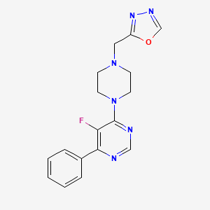 molecular formula C17H17FN6O B2483069 2-[[4-(5-Fluoro-6-phenylpyrimidin-4-yl)piperazin-1-yl]methyl]-1,3,4-oxadiazole CAS No. 2379975-14-9