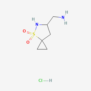 molecular formula C6H13ClN2O2S B2483081 (4,4-Dioxo-4lambda6-thia-5-azaspiro[2.4]heptan-6-yl)methanamine;hydrochloride CAS No. 2361636-40-8