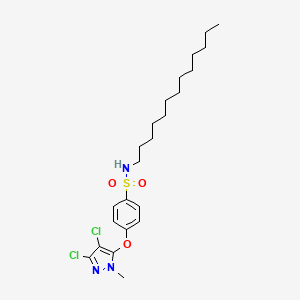 molecular formula C23H35Cl2N3O3S B2483090 4-[(3,4-二氯-1-甲基-1H-嘧啶-5-基)氧基]-N-十三烷基苯磺酰胺 CAS No. 318284-30-9