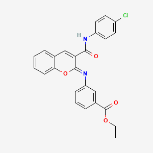 ethyl 3-({(2Z)-3-[(4-chlorophenyl)carbamoyl]-2H-chromen-2-ylidene}amino)benzoate