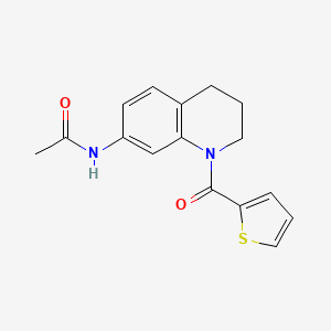 molecular formula C16H16N2O2S B2483095 N-[1-(チオフェン-2-カルボニル)-1,2,3,4-テトラヒドロキノリン-7-イル]アセトアミド CAS No. 946368-04-3