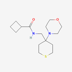 molecular formula C15H26N2O2S B2483105 N-[(4-Morpholin-4-ylthian-4-yl)methyl]cyclobutanecarboxamide CAS No. 2380097-72-1