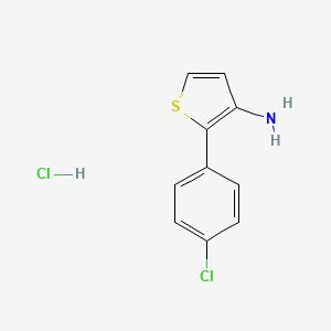 molecular formula C10H9Cl2NS B2483113 2-(4-氯苯基)噻吩-3-胺；盐酸盐 CAS No. 1318073-64-1