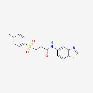 molecular formula C18H18N2O3S2 B2483118 N-(2-metilbenzo[d]tiazol-5-il)-3-tosilpropanamida CAS No. 895473-71-9