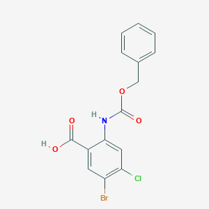 molecular formula C15H11BrClNO4 B2483120 5-Bromo-4-chloro-2-(phenylmethoxycarbonylamino)benzoic acid CAS No. 2287274-66-0
