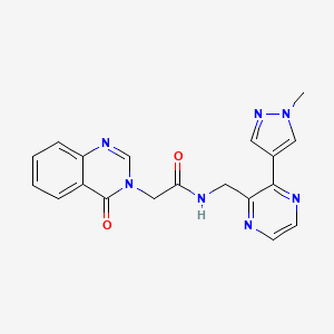 molecular formula C19H17N7O2 B2483129 N-((3-(1-methyl-1H-pyrazol-4-yl)pyrazin-2-yl)methyl)-2-(4-oxoquinazolin-3(4H)-yl)acetamide CAS No. 2034371-06-5