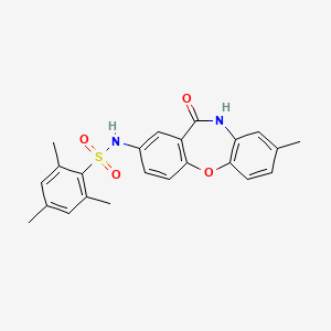 molecular formula C23H22N2O4S B2483143 2,4,6-trimethyl-N-(8-methyl-11-oxo-10,11-dihydrodibenzo[b,f][1,4]oxazepin-2-yl)benzenesulfonamide CAS No. 922138-00-9