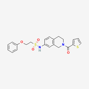 molecular formula C22H22N2O4S2 B2483144 2-phenoxy-N-(2-(thiophene-2-carbonyl)-1,2,3,4-tetrahydroisoquinolin-7-yl)ethanesulfonamide CAS No. 1428373-36-7