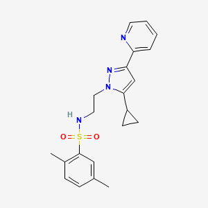 molecular formula C21H24N4O2S B2483154 N-(2-(5-cyclopropyl-3-(pyridin-2-yl)-1H-pyrazol-1-yl)ethyl)-2,5-dimethylbenzenesulfonamide CAS No. 1797307-09-5