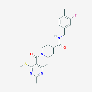 1-[2,4-dimethyl-6-(methylsulfanyl)pyrimidine-5-carbonyl]-N-[(3-fluoro-4-methylphenyl)methyl]piperidine-4-carboxamide