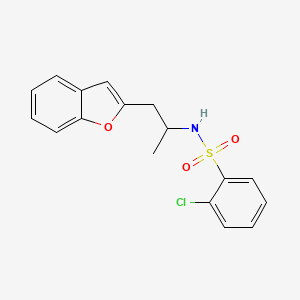 molecular formula C17H16ClNO3S B2483158 N-(1-(苯并呋喃-2-基)丙基)-2-氯苯磺酰胺 CAS No. 2034611-15-7