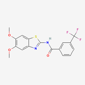 molecular formula C17H13F3N2O3S B2483159 N-(5,6-dimethoxy-1,3-benzothiazol-2-yl)-3-(trifluoromethyl)benzamide CAS No. 895437-92-0