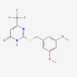 molecular formula C14H13F3N2O3S B2483160 2-((3,5-dimethoxybenzyl)thio)-6-(trifluoromethyl)pyrimidin-4(3H)-one CAS No. 899948-67-5