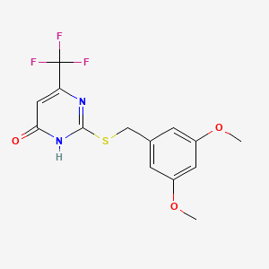 molecular formula C14H13F3N2O3S B2483160 2-((3,5-二甲氧基苯甲基)硫)-6-(三氟甲基)嘧啶-4(3H)-酮 CAS No. 899948-67-5