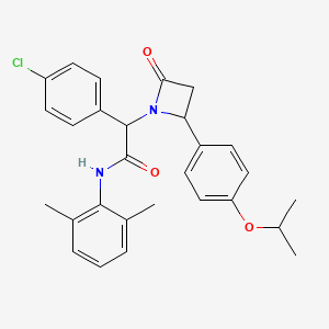 molecular formula C28H29ClN2O3 B2483162 2-(4-chlorophenyl)-N-(2,6-dimethylphenyl)-2-[2-oxo-4-(4-propan-2-yloxyphenyl)azetidin-1-yl]acetamide CAS No. 524053-14-3