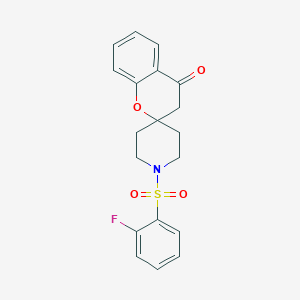 molecular formula C19H18FNO4S B2483170 1'-((2-Fluorophenyl)sulfonyl)spiro[chroman-2,4'-piperidin]-4-one CAS No. 877811-58-0