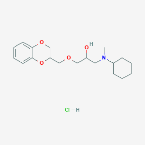 molecular formula C19H30ClNO4 B2483181 1-(Cyclohexyl(methyl)amino)-3-((2,3-dihydrobenzo[b][1,4]dioxin-2-yl)methoxy)propan-2-ol hydrochloride CAS No. 474262-45-8