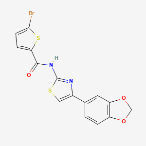 molecular formula C15H9BrN2O3S2 B2483183 N-(4-(benzo[d][1,3]dioxol-5-yl)thiazol-2-yl)-5-bromothiophene-2-carboxamide CAS No. 477547-64-1