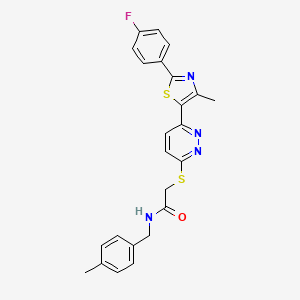 molecular formula C24H21FN4OS2 B2483185 2-((6-(2-(4-fluorophenyl)-4-methylthiazol-5-yl)pyridazin-3-yl)thio)-N-(4-methylbenzyl)acetamide CAS No. 923146-78-5