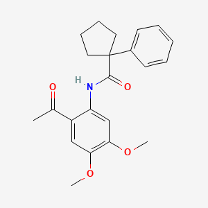 molecular formula C22H25NO4 B2483187 N-(2-Acetyl-4,5-dimethoxyphenyl)(phenylcyclopentyl)formamide CAS No. 1023501-99-6