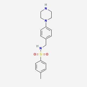 molecular formula C18H23N3O2S B2483190 4-甲基-N-{[4-(哌嗪-1-基)苯基]甲基}苯磺酰胺 CAS No. 1797606-61-1