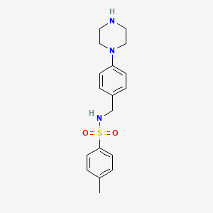 molecular formula C18H23N3O2S B2483190 4-甲基-N-{[4-(哌嗪-1-基)苯基]甲基}苯-1-磺酰胺 CAS No. 1797606-61-1