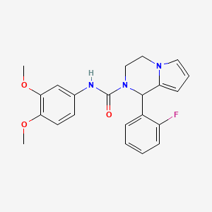 molecular formula C22H22FN3O3 B2483209 N-(3,4-dimethoxyphenyl)-1-(2-fluorophenyl)-3,4-dihydropyrrolo[1,2-a]pyrazine-2(1H)-carboxamide CAS No. 899959-74-1