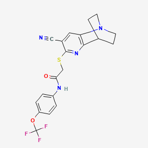 2-[(7-cyano-3,4-dihydro-2H-1,4-ethano-1,5-naphthyridin-6-yl)sulfanyl]-N-[4-(trifluoromethoxy)phenyl]acetamide