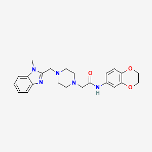 N-(2,3-dihydrobenzo[b][1,4]dioxin-6-yl)-2-(4-((1-methyl-1H-benzo[d]imidazol-2-yl)methyl)piperazin-1-yl)acetamide