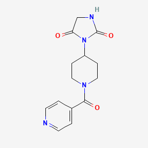 molecular formula C14H16N4O3 B2483228 3-(1-Isonicotinoylpiperidin-4-yl)imidazolidine-2,4-dione CAS No. 2326036-48-8