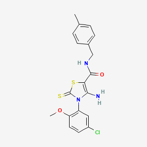 molecular formula C19H18ClN3O2S2 B2483231 4-amino-3-(5-chloro-2-methoxyphenyl)-N-(4-methylbenzyl)-2-thioxo-2,3-dihydrothiazole-5-carboxamide CAS No. 946331-22-2