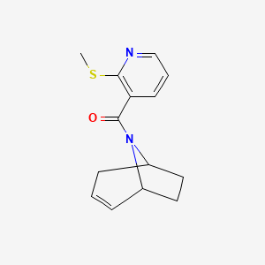 molecular formula C14H16N2OS B2483238 (1R,5S)-8-azabicyclo[3.2.1]oct-2-en-8-yl(2-(methylthio)pyridin-3-yl)methanone CAS No. 1797739-33-3