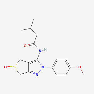 molecular formula C17H21N3O3S B2483244 N-[2-(4-methoxyphenyl)-5-oxo-4,6-dihydrothieno[3,4-c]pyrazol-3-yl]-3-methylbutanamide CAS No. 1020453-11-5