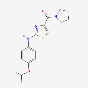 molecular formula C15H15F2N3O2S B2483254 (2-((4-(Difluoromethoxy)phenyl)amino)thiazol-4-yl)(pyrrolidin-1-yl)methanone CAS No. 1171588-20-7