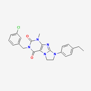 molecular formula C23H22ClN5O2 B2483255 3-(3-chlorobenzyl)-8-(4-ethylphenyl)-1-methyl-7,8-dihydro-1H-imidazo[2,1-f]purine-2,4(3H,6H)-dione CAS No. 872840-58-9