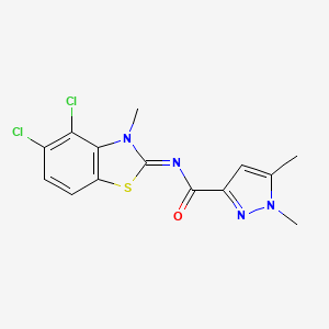 molecular formula C14H12Cl2N4OS B2483258 (Z)-N-(4,5-dichloro-3-methylbenzo[d]thiazol-2(3H)-ylidene)-1,5-dimethyl-1H-pyrazole-3-carboxamide CAS No. 1013795-58-8