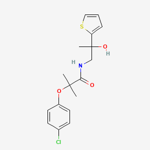 molecular formula C17H20ClNO3S B2483268 2-(4-chlorophenoxy)-N-(2-hydroxy-2-(thiophen-2-yl)propyl)-2-methylpropanamide CAS No. 1351585-31-3