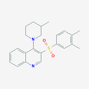 molecular formula C23H26N2O2S B2483270 3-(3,4-DIMETHYLBENZENESULFONYL)-4-(3-METHYLPIPERIDIN-1-YL)QUINOLINE CAS No. 872209-40-0