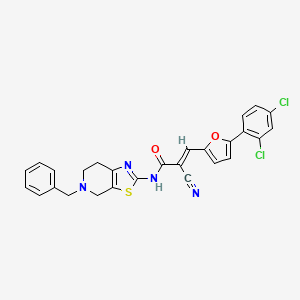 molecular formula C27H20Cl2N4O2S B2483271 (E)-N-(5-benzyl-6,7-dihydro-4H-[1,3]thiazolo[5,4-c]pyridin-2-yl)-2-cyano-3-[5-(2,4-dichlorophenyl)furan-2-yl]prop-2-enamide CAS No. 327063-38-7