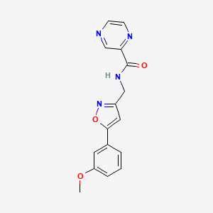 molecular formula C16H14N4O3 B2483274 N-((5-(3-methoxyphenyl)isoxazol-3-yl)methyl)pyrazine-2-carboxamide CAS No. 1210161-57-1