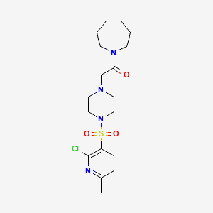 molecular formula C18H27ClN4O3S B2483289 1-(Azepan-1-yl)-2-{4-[(2-chloro-6-methylpyridin-3-yl)sulfonyl]piperazin-1-yl}ethan-1-one CAS No. 1795517-94-0