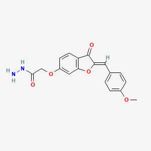 molecular formula C18H16N2O5 B2483290 (Z)-2-((2-(4-methoxybenzylidene)-3-oxo-2,3-dihydrobenzofuran-6-yl)oxy)acetohydrazide CAS No. 879927-72-7