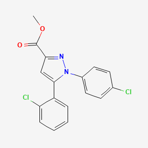 molecular formula C17H12Cl2N2O2 B2483304 methyl 5-(2-chlorophenyl)-1-(4-chlorophenyl)-1H-pyrazole-3-carboxylate CAS No. 318256-26-7