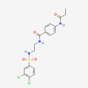 N-(2-(3,4-dichlorophenylsulfonamido)ethyl)-4-propionamidobenzamide