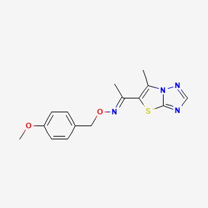 molecular formula C15H16N4O2S B2483309 (E)-[(4-methoxyphenyl)methoxy](1-{6-methyl-[1,2,4]triazolo[3,2-b][1,3]thiazol-5-yl}ethylidene)amine CAS No. 478245-61-3
